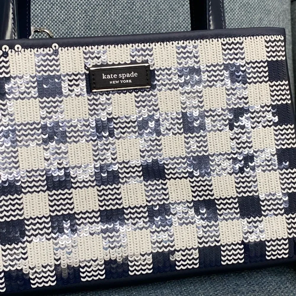 kate spade new york Sam Icon Small Gingham Sequin Embellished Tote